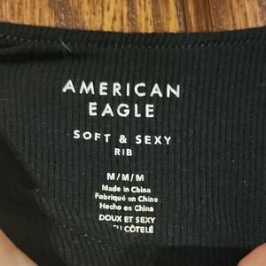 American Eagle Outfitters Black Ribbed Jumpsuit